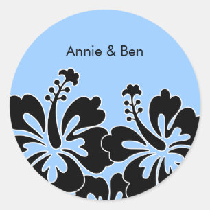 Sticker Rond Phoques d'enveloppes Mariages Hibiscus doux