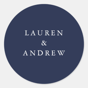 Sticker Rond Phoques d'enveloppes Mariages modernes bleu marine