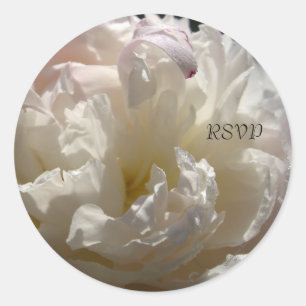 Sticker Rond Phoques Faire-part de mariage RSVP White Peony 2