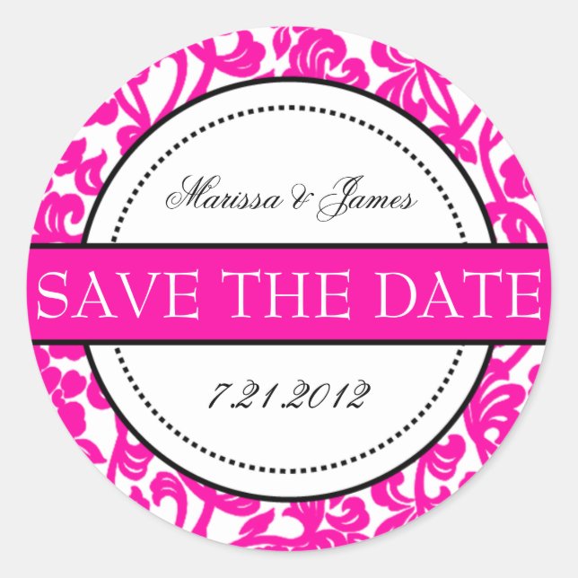 Sticker Rond Phoques gothiques blancs et roses de l'enveloppe (Devant)