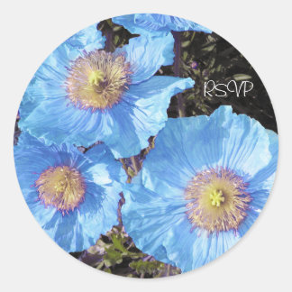 Sticker Rond Phoques Mariages d'enveloppes Blue Poppies