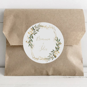 Sticker Rond Phoques Mariages d'enveloppes géométriques Gold Gr