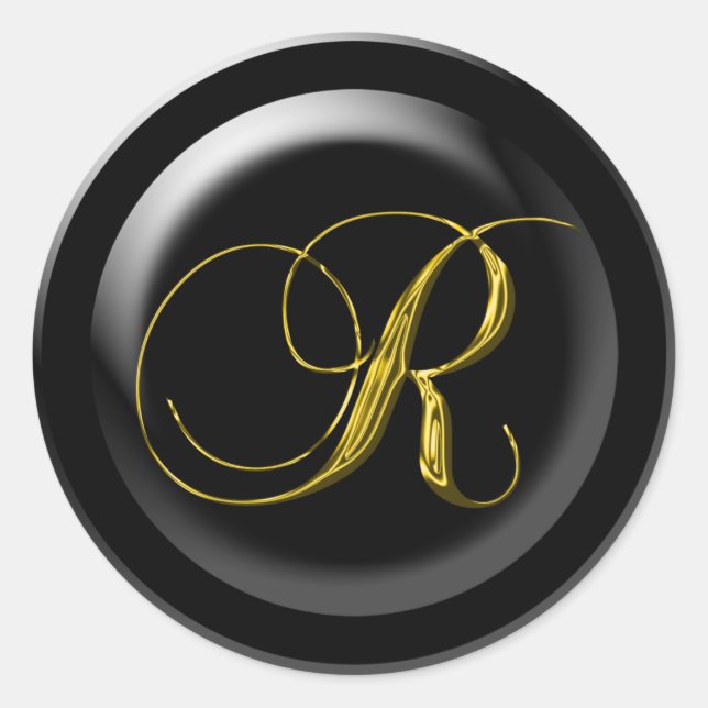 Sticker Rond Phoques mariages en lettre or R (Devant)