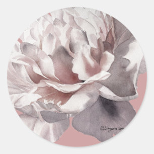 Sticker Rond Phoques Mariages Peony rose Beige