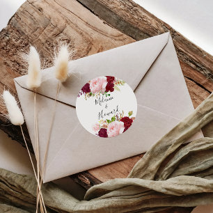 Sticker Rond Phoques Mariages rouges tropicaux et romantiques