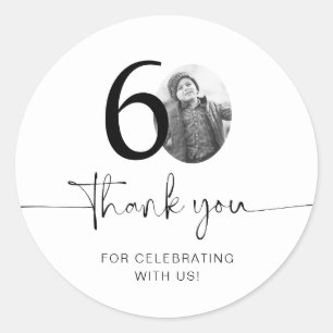 Sticker Rond Photo 60e anniversaire Merci