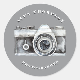 Sticker Rond Photo Aquarelle Photo Lense Personnalisé