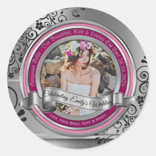 Sticker Rond Photo Argent Noir Flourissant Élégante Bannière Ma