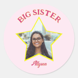 Sticker Rond Photo Big Sister dans Star Personnalisée
