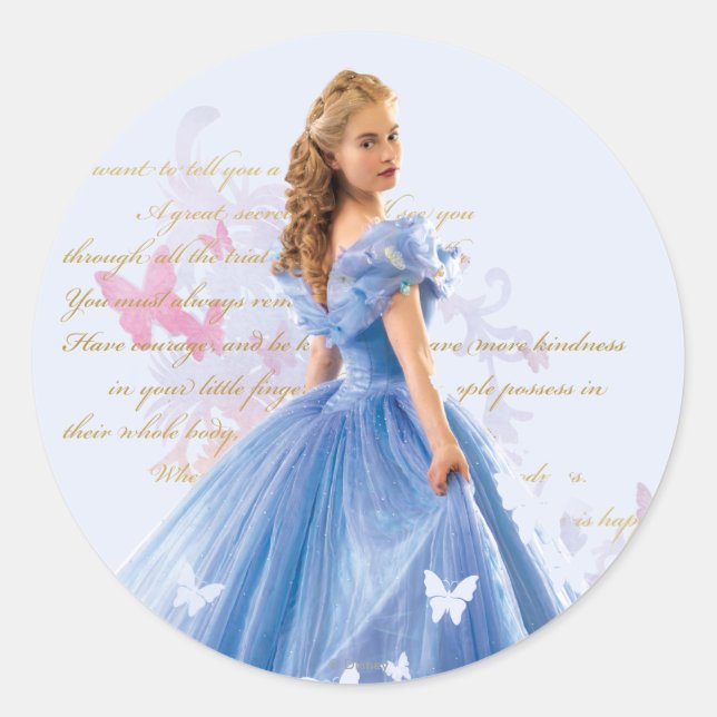 Sticker Rond Photo Cendrillon Avec Lettre (Devant)