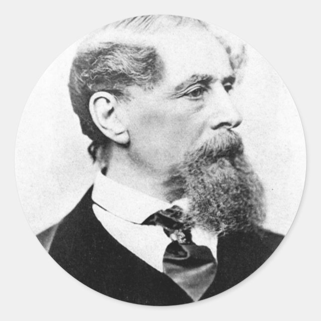 Sticker Rond Photo Charles Dickens (Devant)