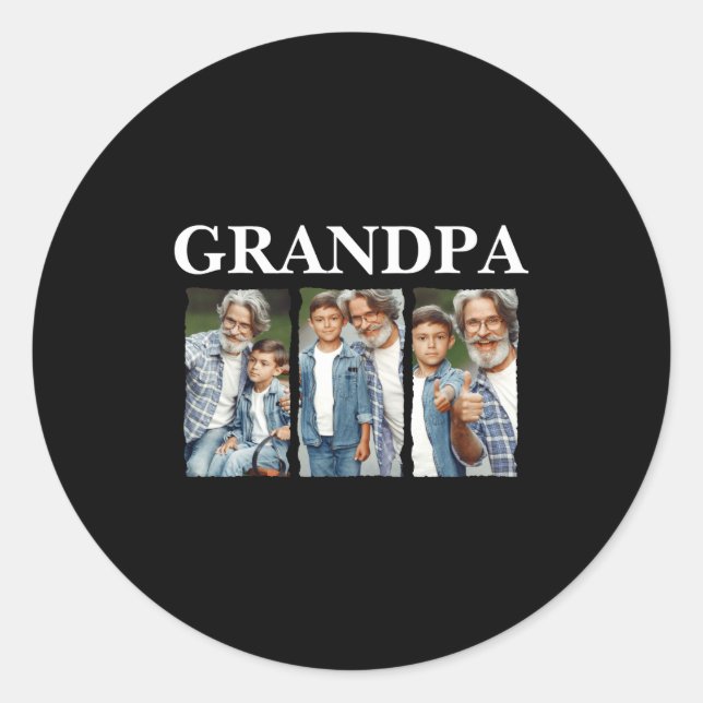 Sticker Rond Photo Collage Grandpa D Gift  (Devant)