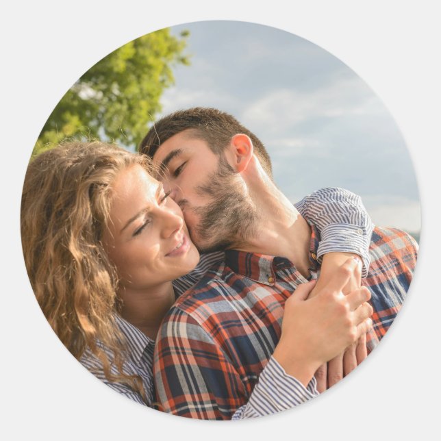 Sticker Rond Photo Couple personnalisée (Devant)