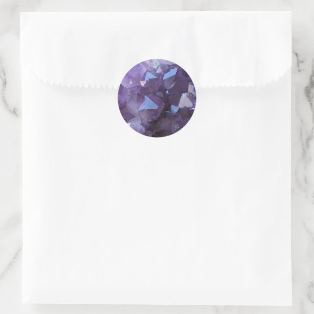 Sticker Rond Photo d'Améthyste à quartz violet brésilien (Sac)