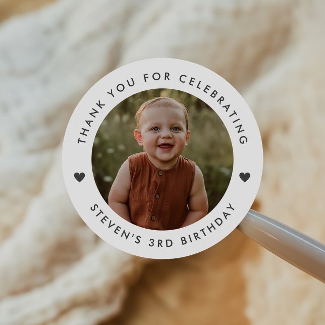 Sticker Rond Photo d'anniversaire du Merci (Créateur téléchargé)