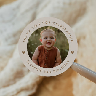 Sticker Rond Photo d'anniversaire du Merci