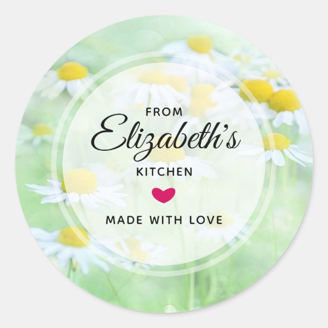 Sticker Rond Photo de Bretty Daisies dans une cuisine de campag (Devant)