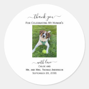 Sticker Rond Photo de Chien Chat de Mon Humain Cadeau de Mariag