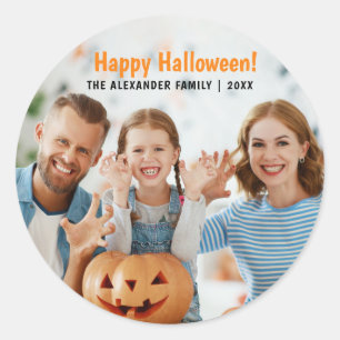 Sticker Rond Photo de famille Joyeux Halloween 