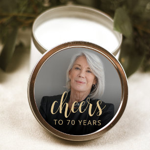 Sticker Rond Photo de fête d'anniversaire 70 ans Tchin-tchin