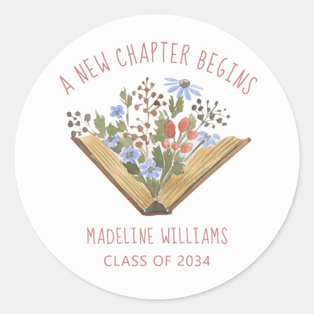 Sticker Rond Photo de la Graduation du Livre (Devant)