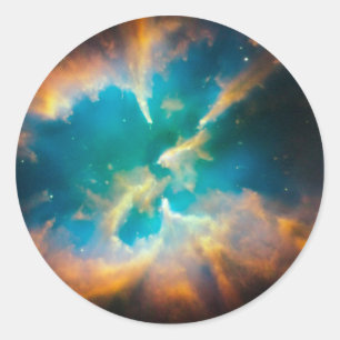 Sticker Rond Photo de la nébuleuse céleste bleu aqua splendide