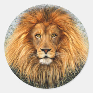 Sticker Rond Photo de lion Peinture image