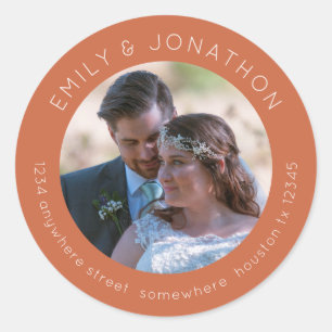 Sticker Rond Photo de mariage personnalisée Adresse de retour T