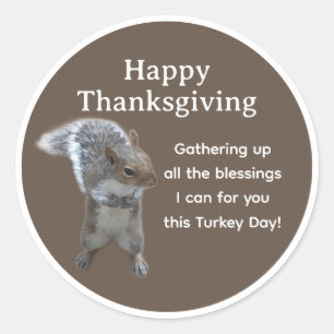 Sticker Rond Photo de petit écureuil mignon Bonne fête de Thank