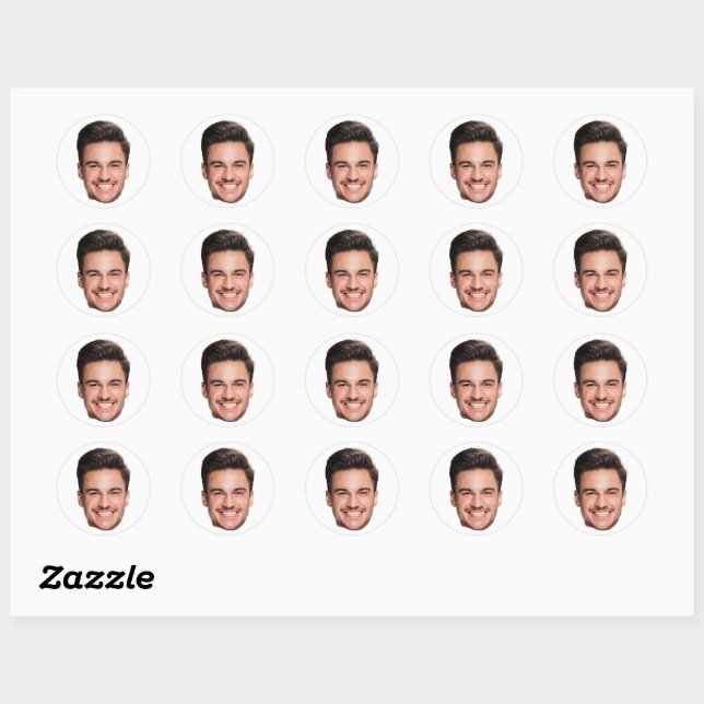 Sticker Rond Photo de visage personnalisé (Feuille)