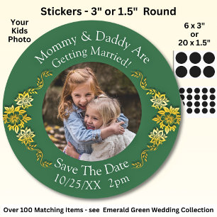 Sticker Rond Photo de vos enfants Maman Papa se marient  