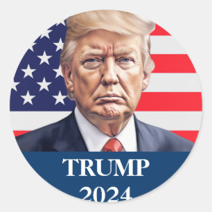 Sticker Rond Photo Donald Trump - Le président a dit assez