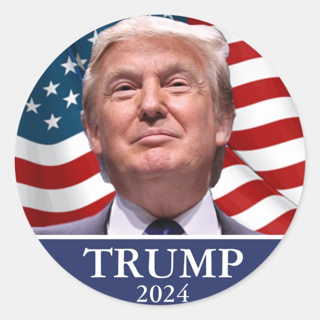 Sticker Rond Photo Donald Trump - Président 2024 (Devant)