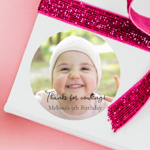 Sticker Rond Photo Merci du parti Anniversaire de enfant