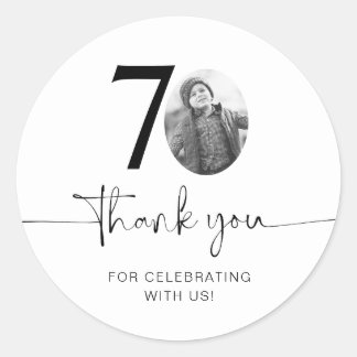 Sticker Rond Photo Merci pour votre 70e anniversaire