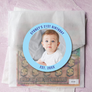 Sticker Rond Photo personnalisé 21e 2Oe 30e 40e fête d'annivers