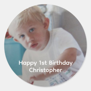 Sticker Rond Photo personnalisé Bébé Enfants 1er Premier Annive