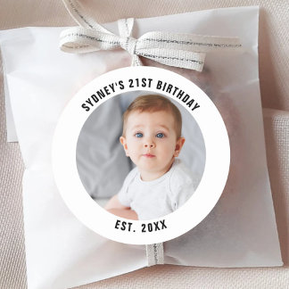 Sticker Rond Photo personnalisée 21e 2e 30e fête du 40e anniver