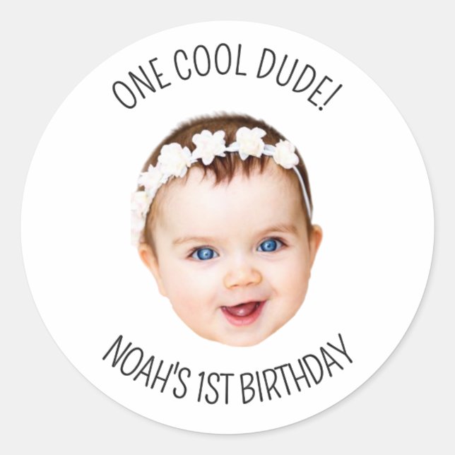 Sticker Rond Photo personnalisée Anniversaire de la fête de Bac (Devant)
