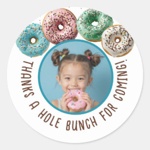 Sticker Rond Photo personnalisée Donut Anniversaire Merci Un Tr