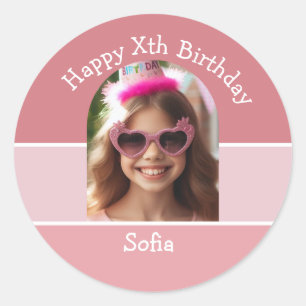 Sticker Rond Photo personnalisée Joyeux Anniversaire Nom Quel q