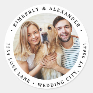 Sticker Rond Photo personnalisée Mariage moderne Adresse de ret