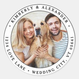 Sticker Rond Photo personnalisée Mariage moderne Adresse de ret