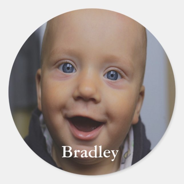Sticker Rond Photo personnalisée pour bébé (Devant)