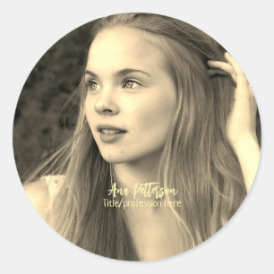 Sticker Rond photo professionnelle QR site email social moderne