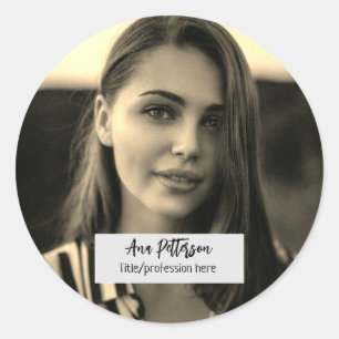 Sticker Rond photo professionnelle QR site email social moderne