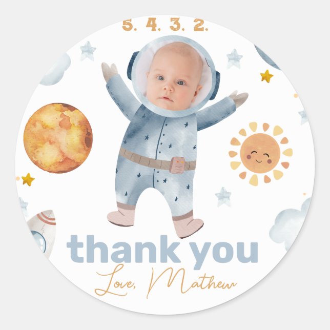 Sticker Rond Photo Sun Premier voyage autour du soleil 1er anni (Devant)
