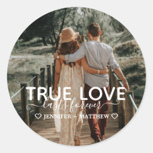 Sticker Rond Photo True Love Couple