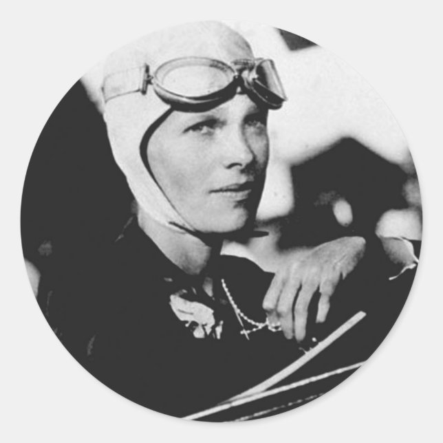 Sticker Rond Photo vintage Amelia Earhart (Devant)