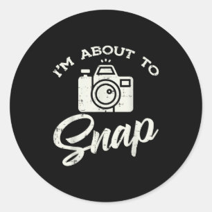 Sticker Rond Photographe Appareil Je vais prendre une photo drô